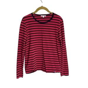Sundry Stripe Hot Pink Blue Long Sleeve Top 0
